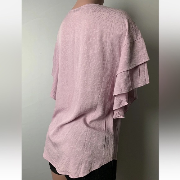 Chicos Women’s top shirt blouse Ruffle Solid Short-Sleeve Soft Lilac Size 0 - Picture 7 of 12